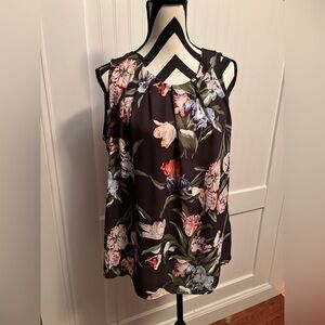 LOFT Black Floral Tank Top